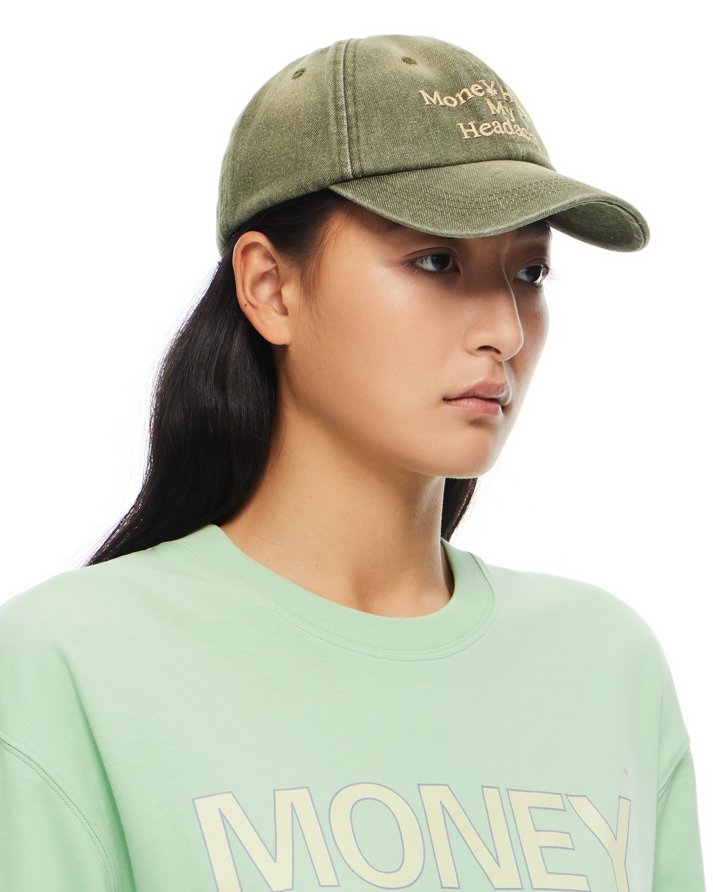 SLOGAN EMBROIDERED WASHED VINTAGE BASEBALL CAP