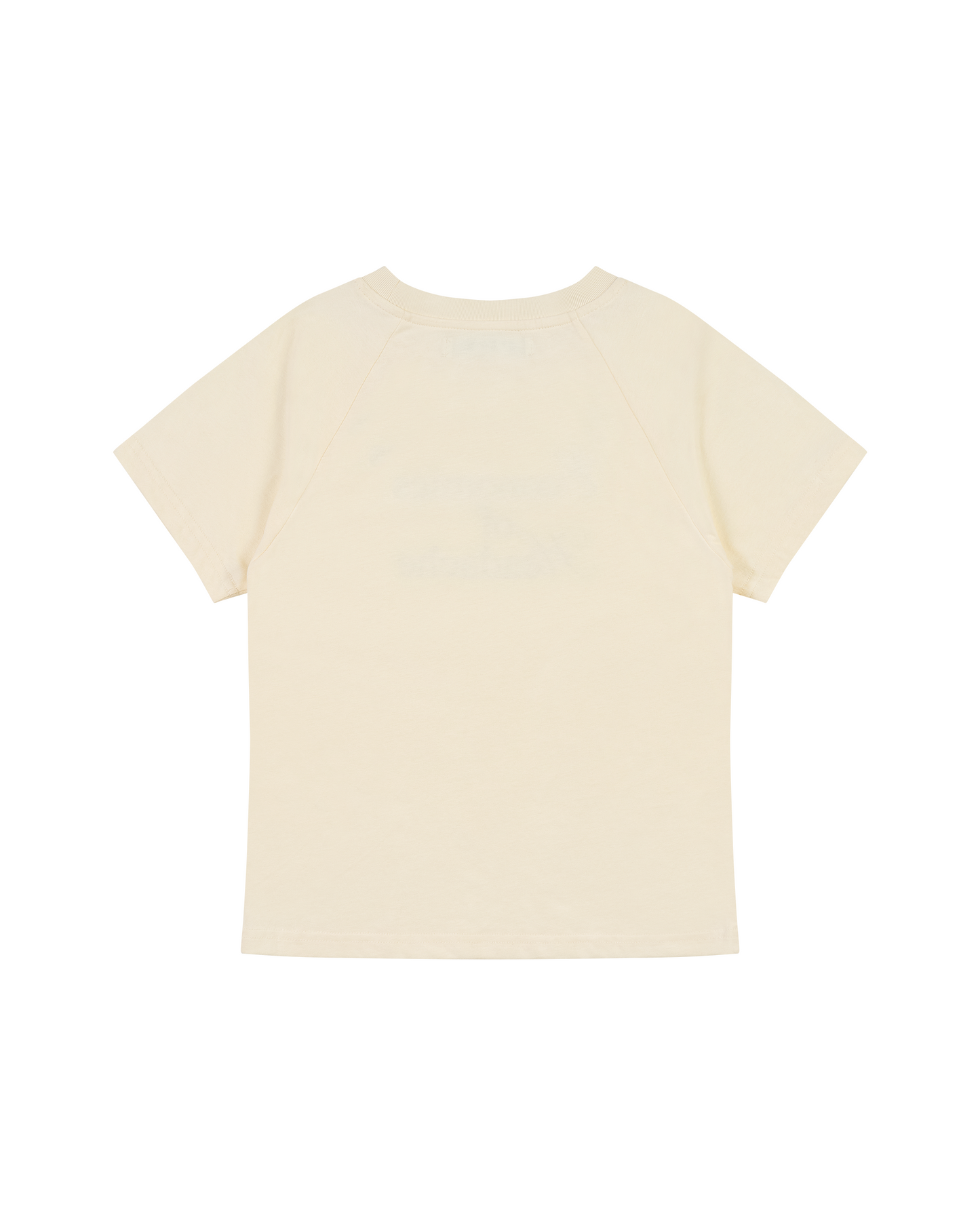 SLOGAN FITTED RAGLAN CREWNECK SHORT-SLEEVE T-SHIRT (W)
