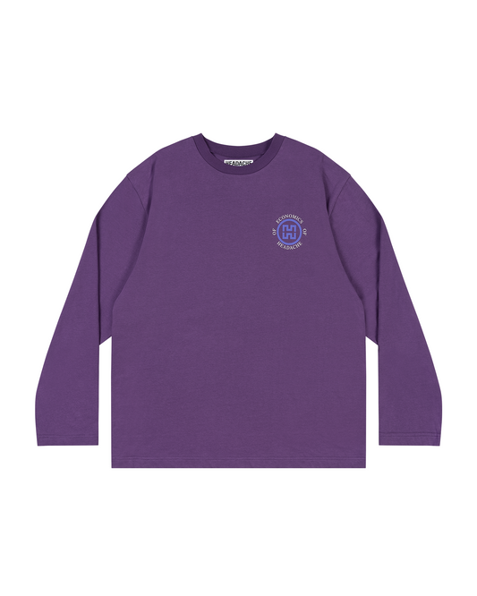 H LOGO PRINT OVERSIZED CREWNECK LONG-SLEEVE T-SHIRT